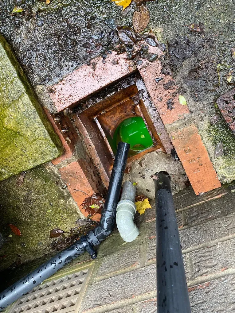 External drain access point with pipes in West Yorkshire